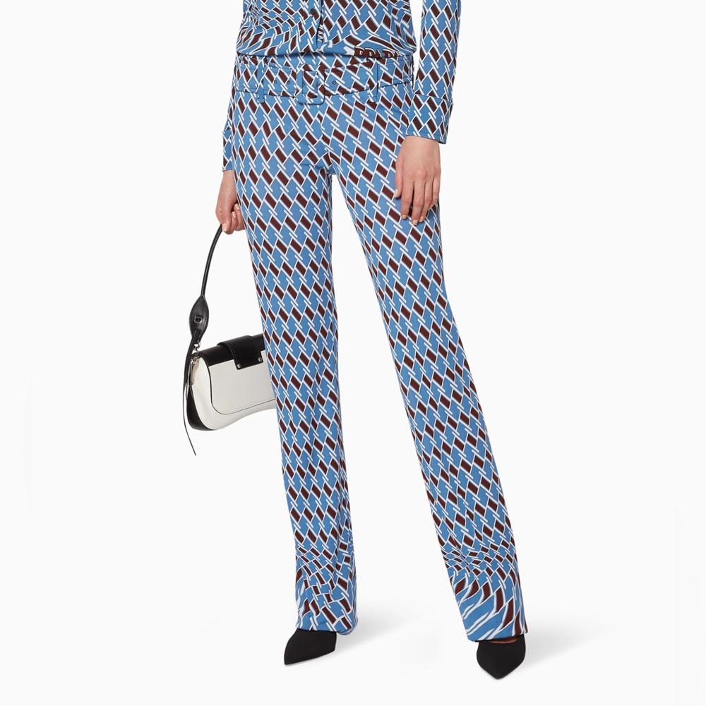 Prada Resort 2019 Geometric Printed Belted Pants